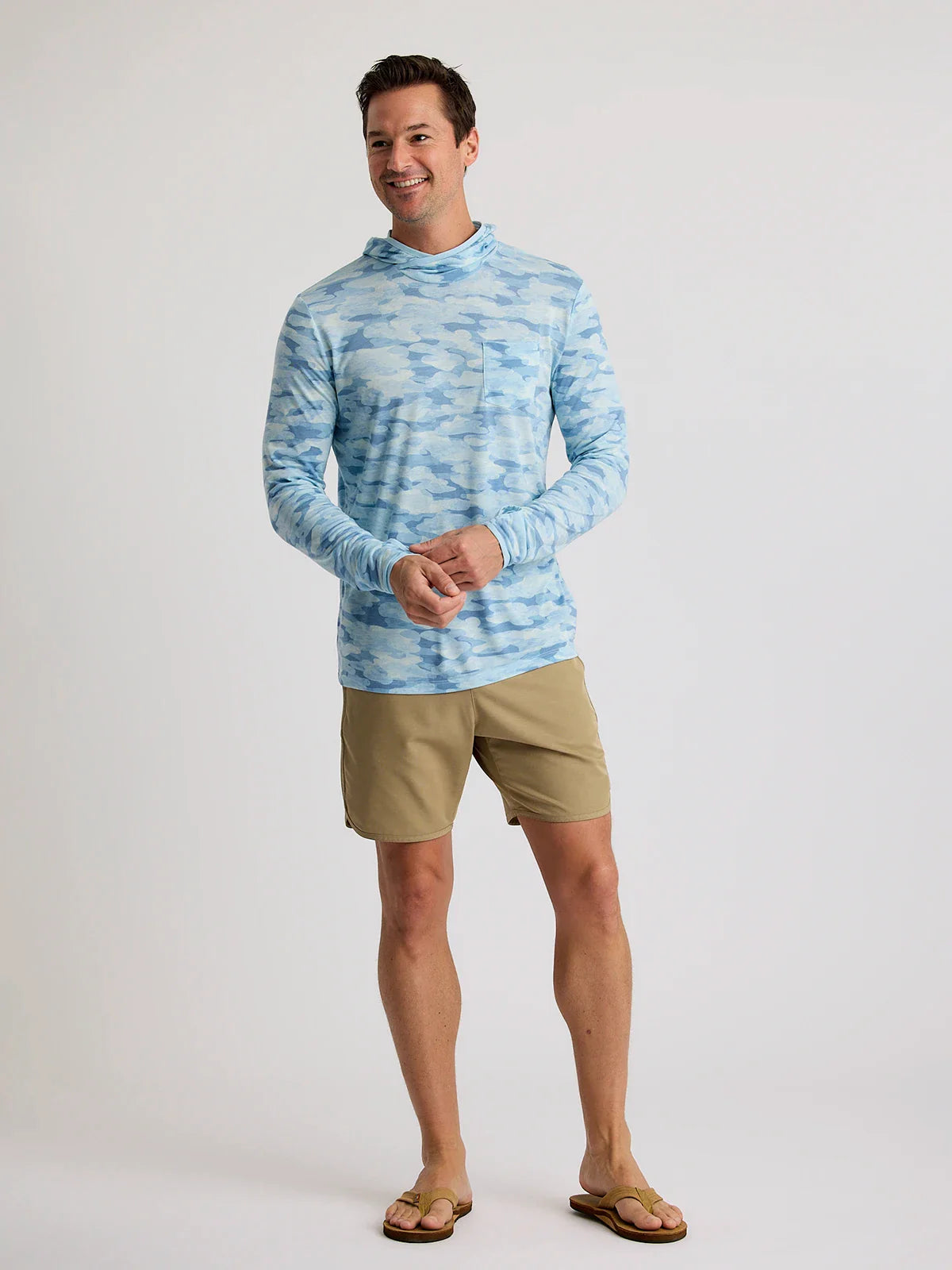 Men's Bamboo Lightweight Hoodie - Seasmoke Camo Surf Blue