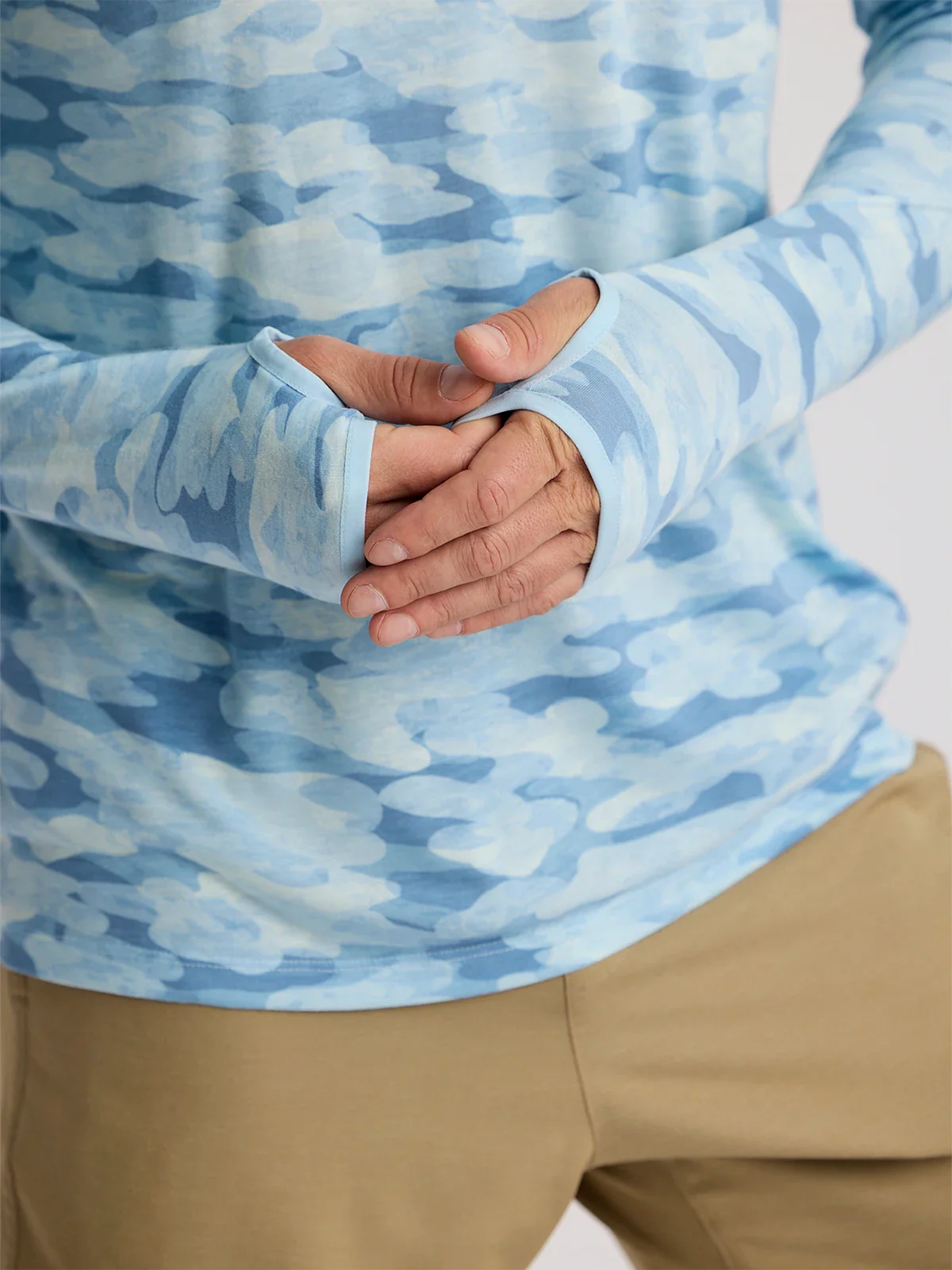 Men's Bamboo Lightweight Hoodie - Seasmoke Camo Surf Blue