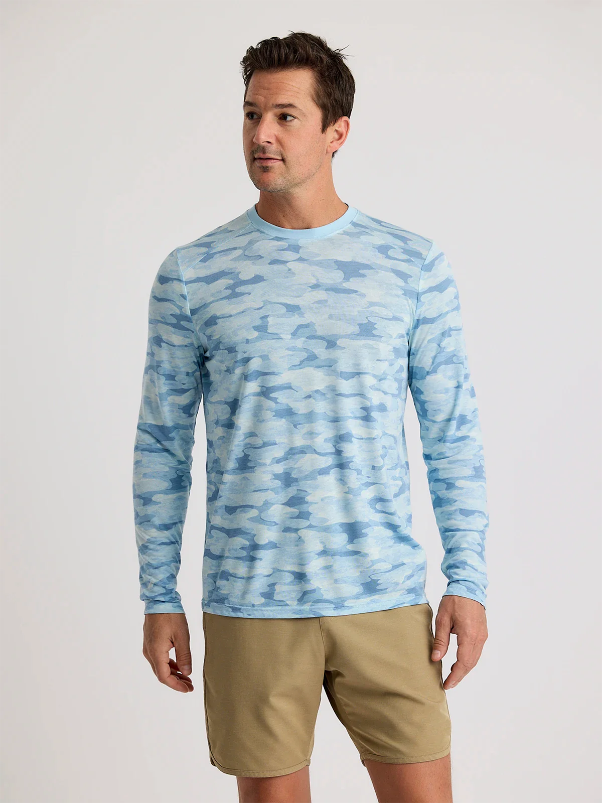 Men's Bamboo Lightweight Long Sleeve - Seasmoke Camo Surf Blue