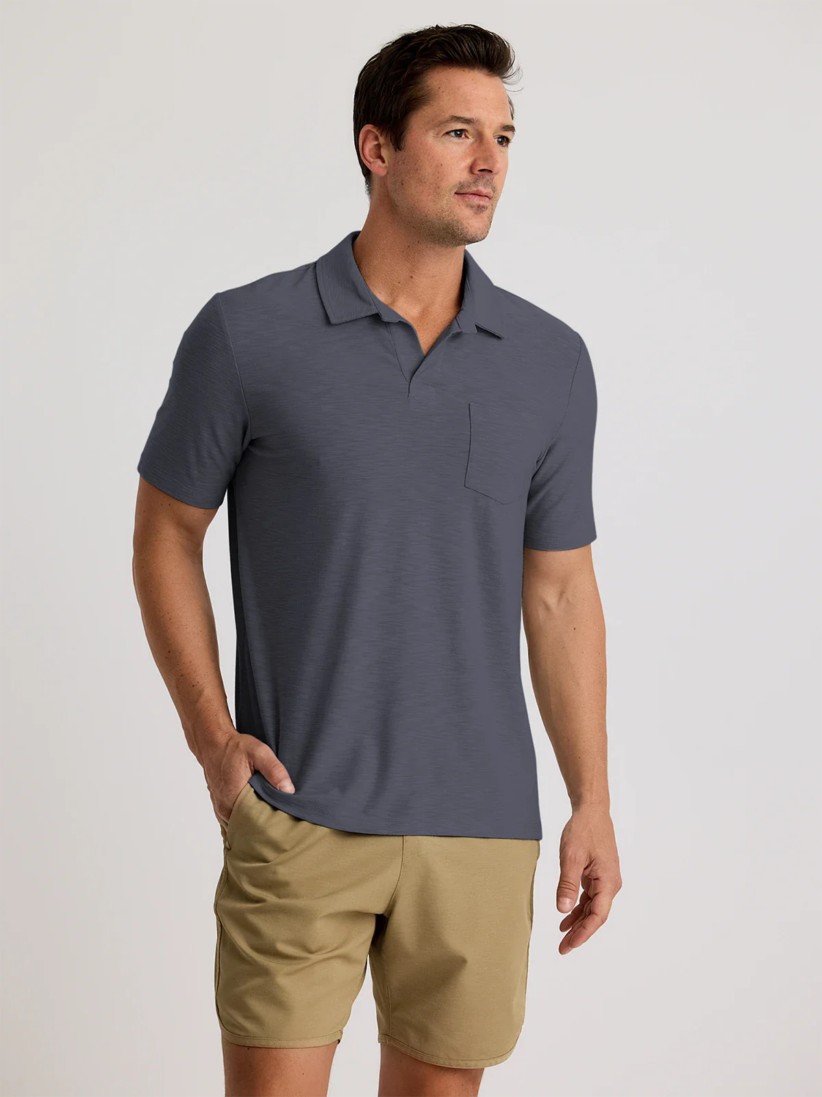 Men's Bamboo Slub Polo II - Storm Cloud