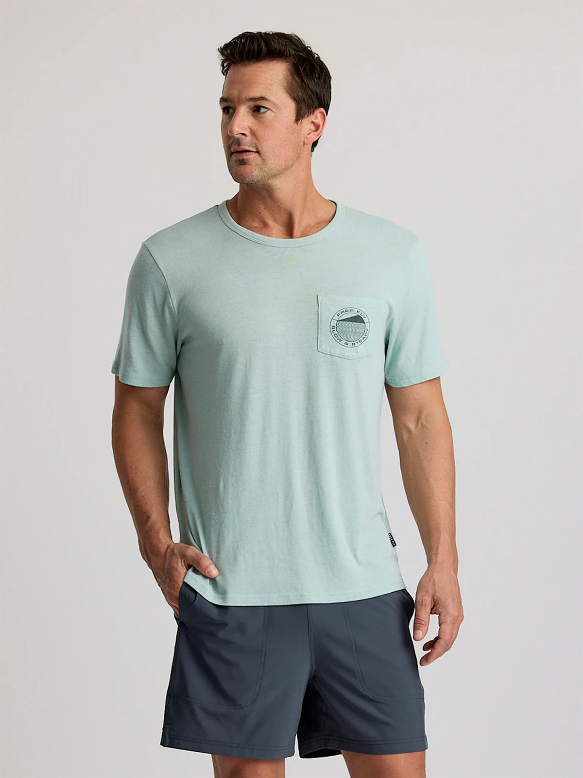 Slow & Steady Pocket Tee - Heather Ocean Mist