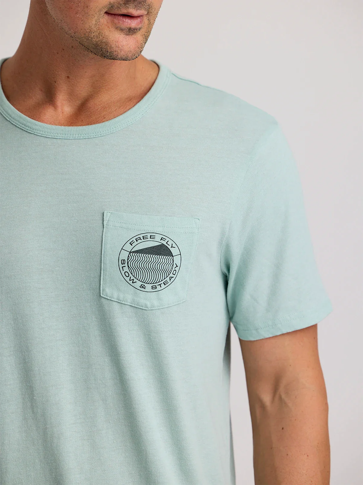 Slow & Steady Pocket Tee - Heather Ocean Mist