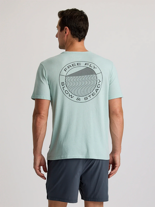 Slow & Steady Pocket Tee - Heather Ocean Mist