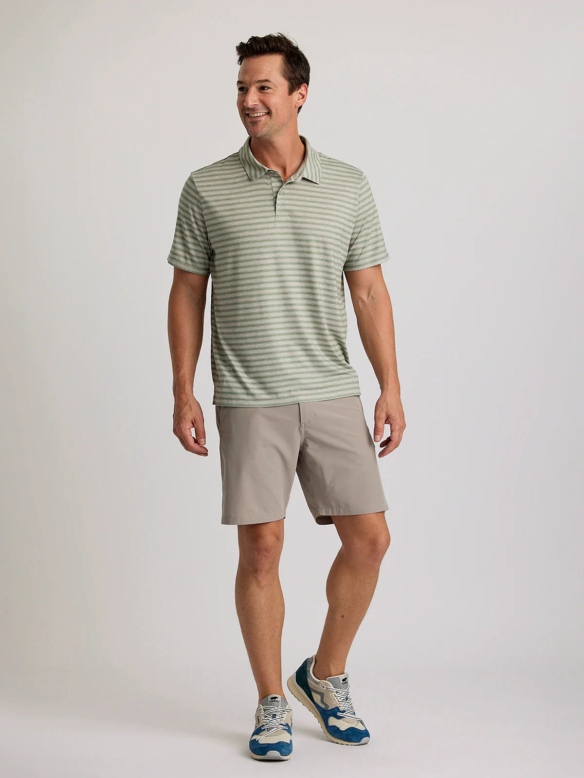 Men's Elevate Polo - Smooth Sailing Stripe Heather Desert Sage