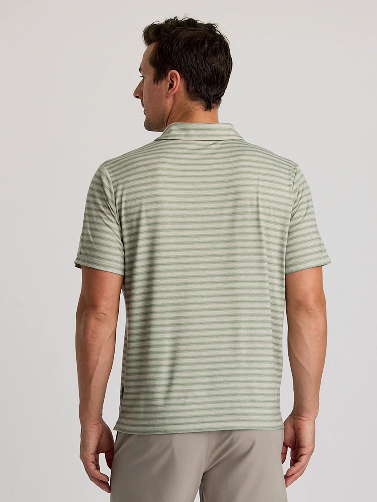 Men's Elevate Polo - Smooth Sailing Stripe Heather Desert Sage