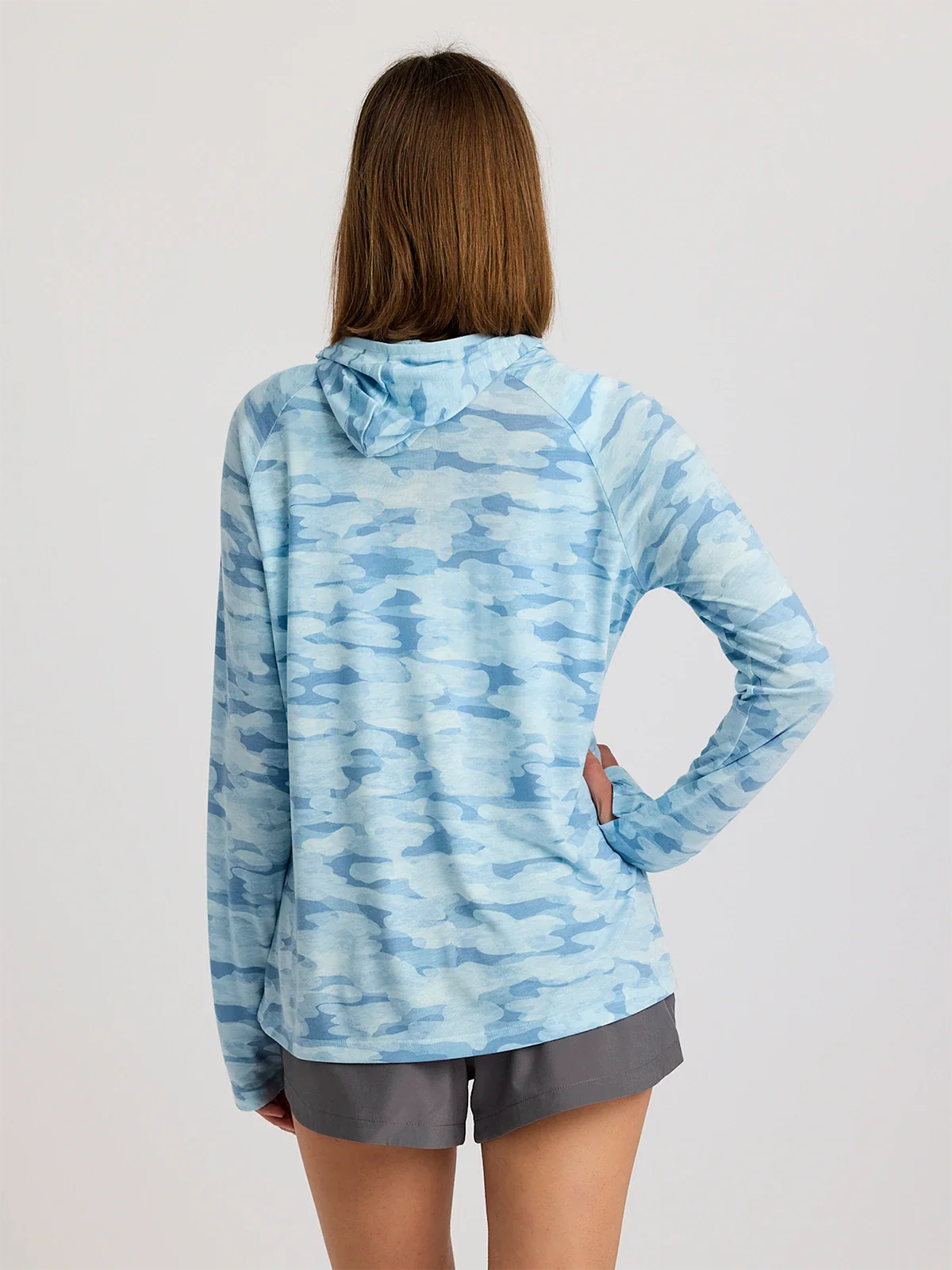 Women's Bamboo Lightweight Hoodie II - Seasmoke Camo Surf Blue