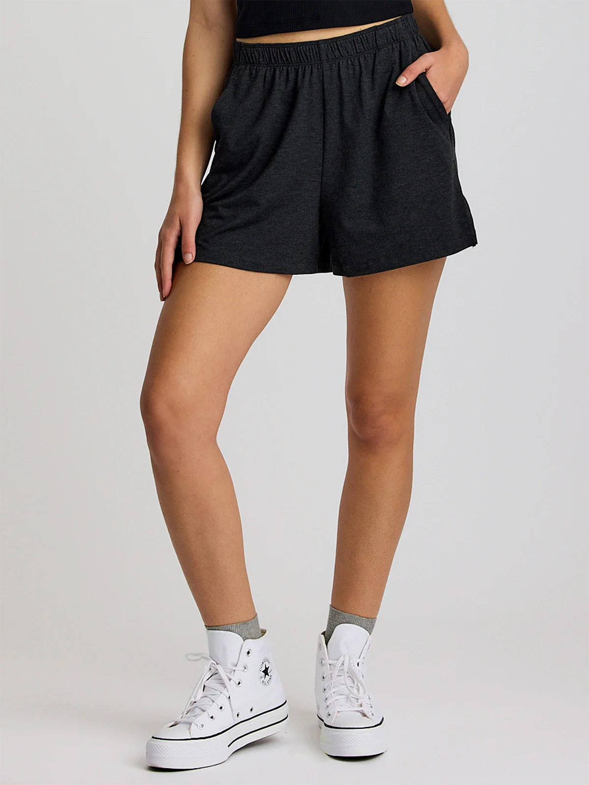 Women's Bamboo Flex Sunday Short - Heather Black