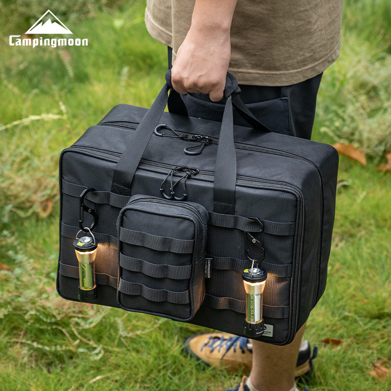 Campingmoon BK-46 Tactical Storage Bag Portable Lightweight IGT Compatible Black Large Integrated Grill Table Storage Tool Bag Accessories Add-ons Outdoor Camping Equipment Tool Cookware Utensil