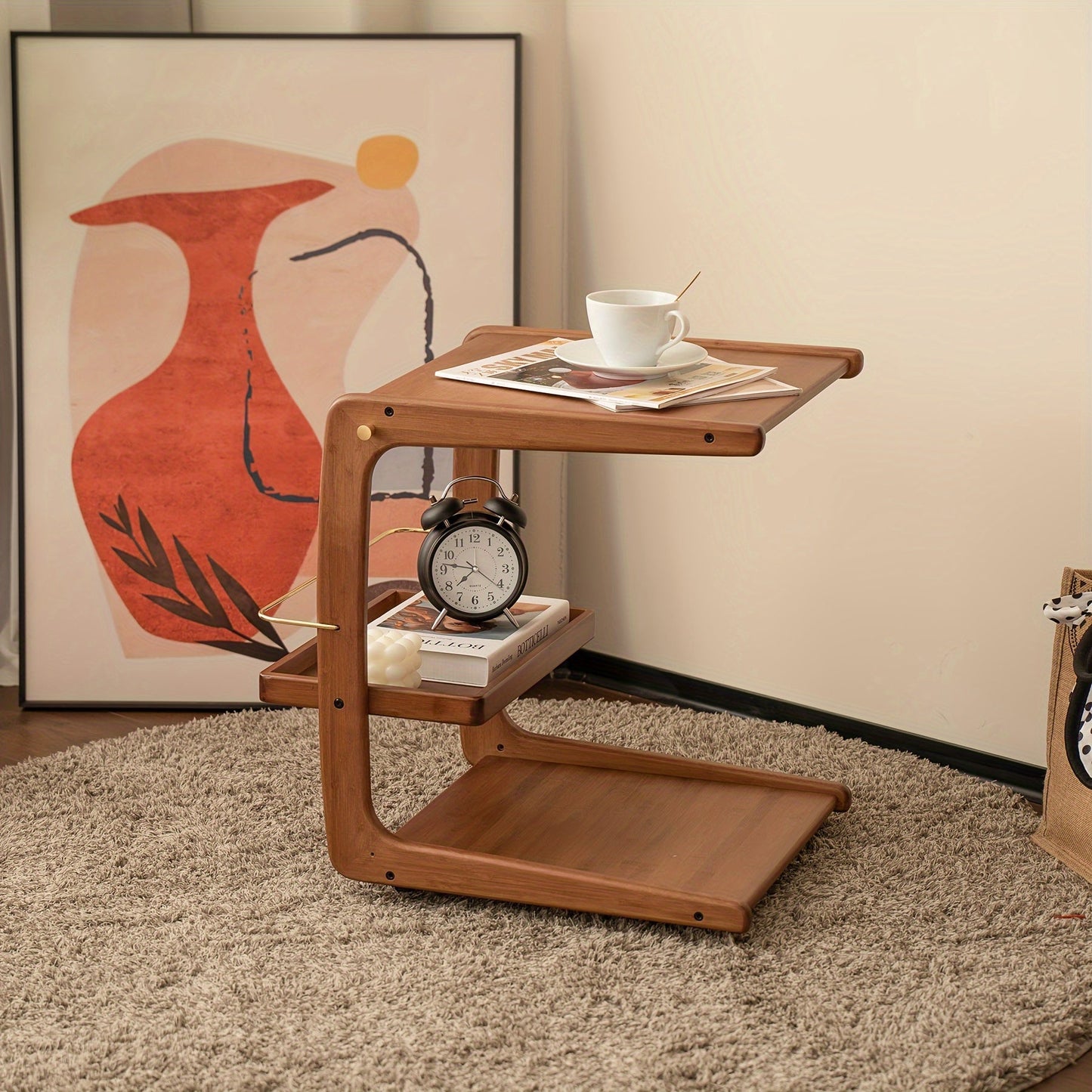 Versatile Bamboo Side Table with Wheels - C2NE