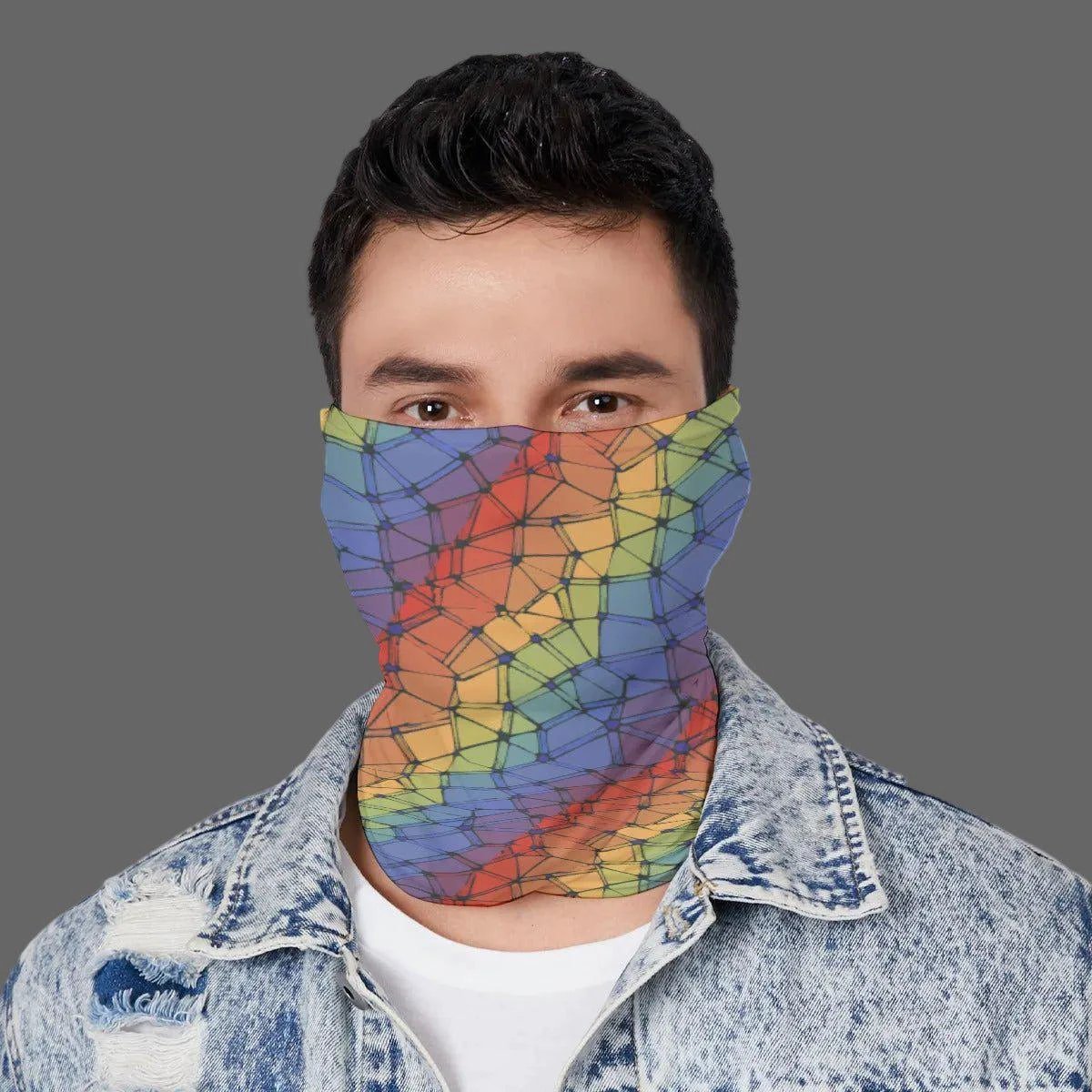 Trippy Vibrational Neck Gaiter - Psychedelic Dust Mask for Burning Man, Snowboarding & Festival Protection
