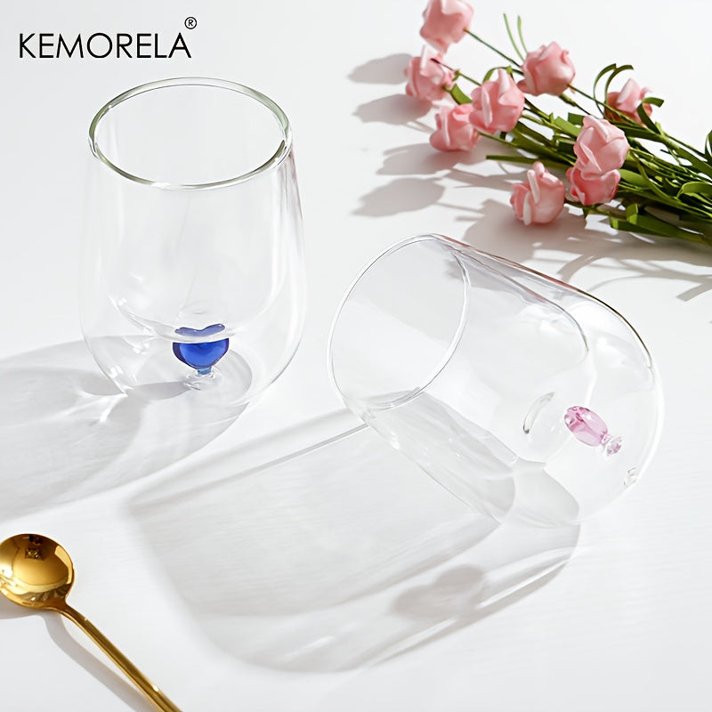 Love Heart DoubleLayer Glass Cup-4WZ1