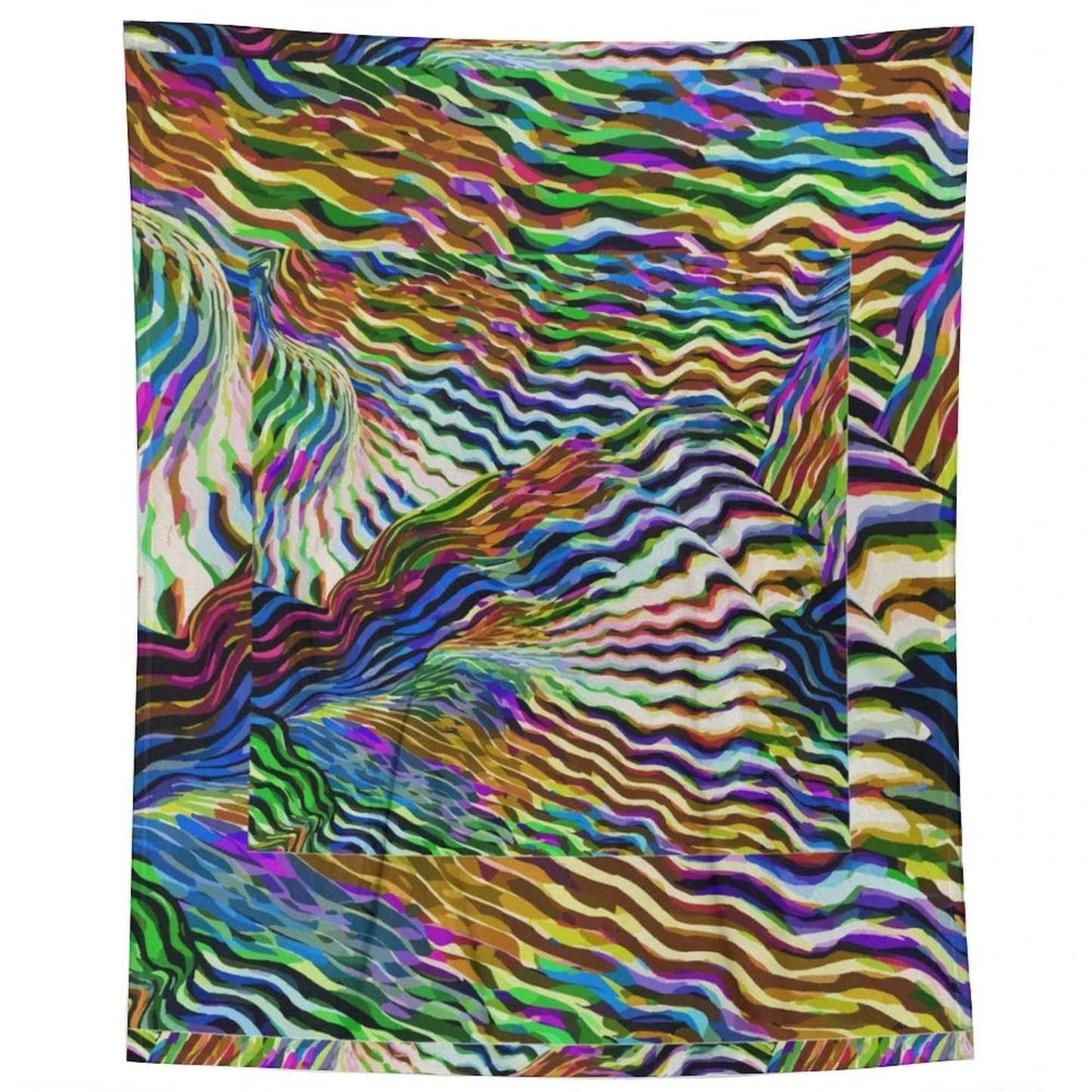 Lightning Complex AOP Flannel Throw Blanket 30"×40" | Psychedelic Ribbon-Wave Maximalist Couch Blanket (280gsm, Dual-Sided Print)