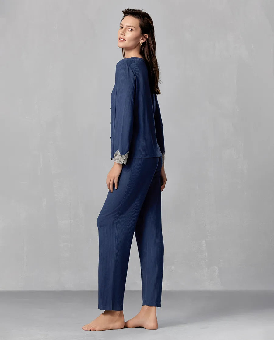 Aimer Classic Long-Sleeved Cardigan 3-Pack Pajama Set