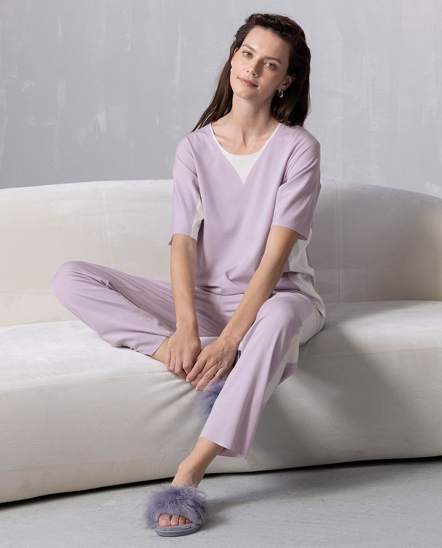 Aimer Short-sleeve Algae Sleepwear Set
