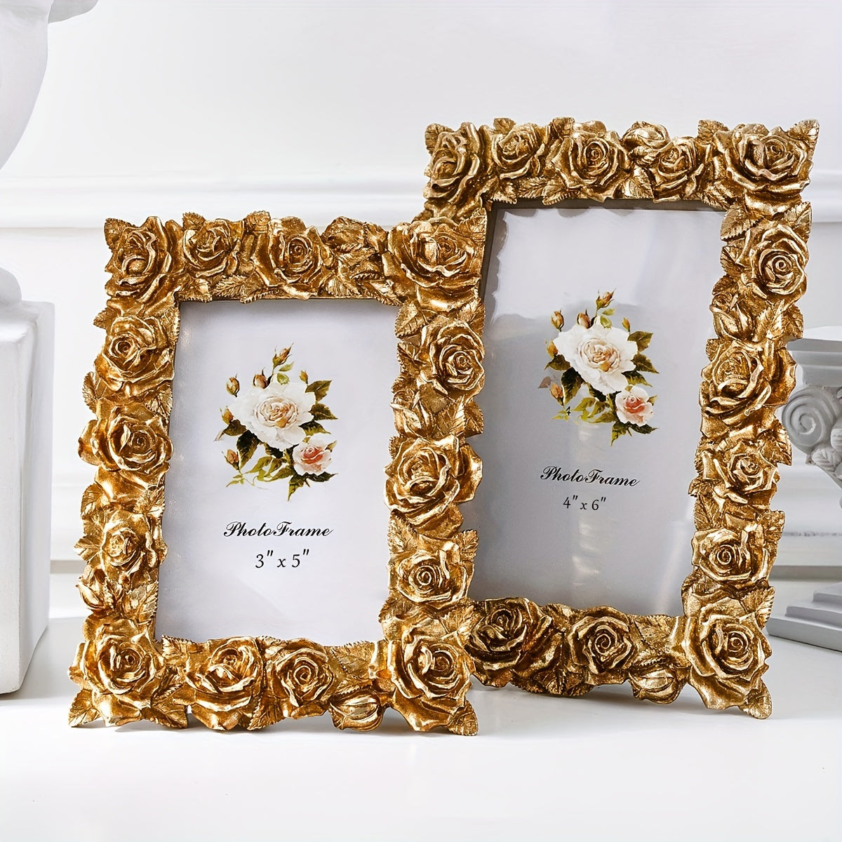 Vintage Golden Rose Lace Photo Frame - V2MD