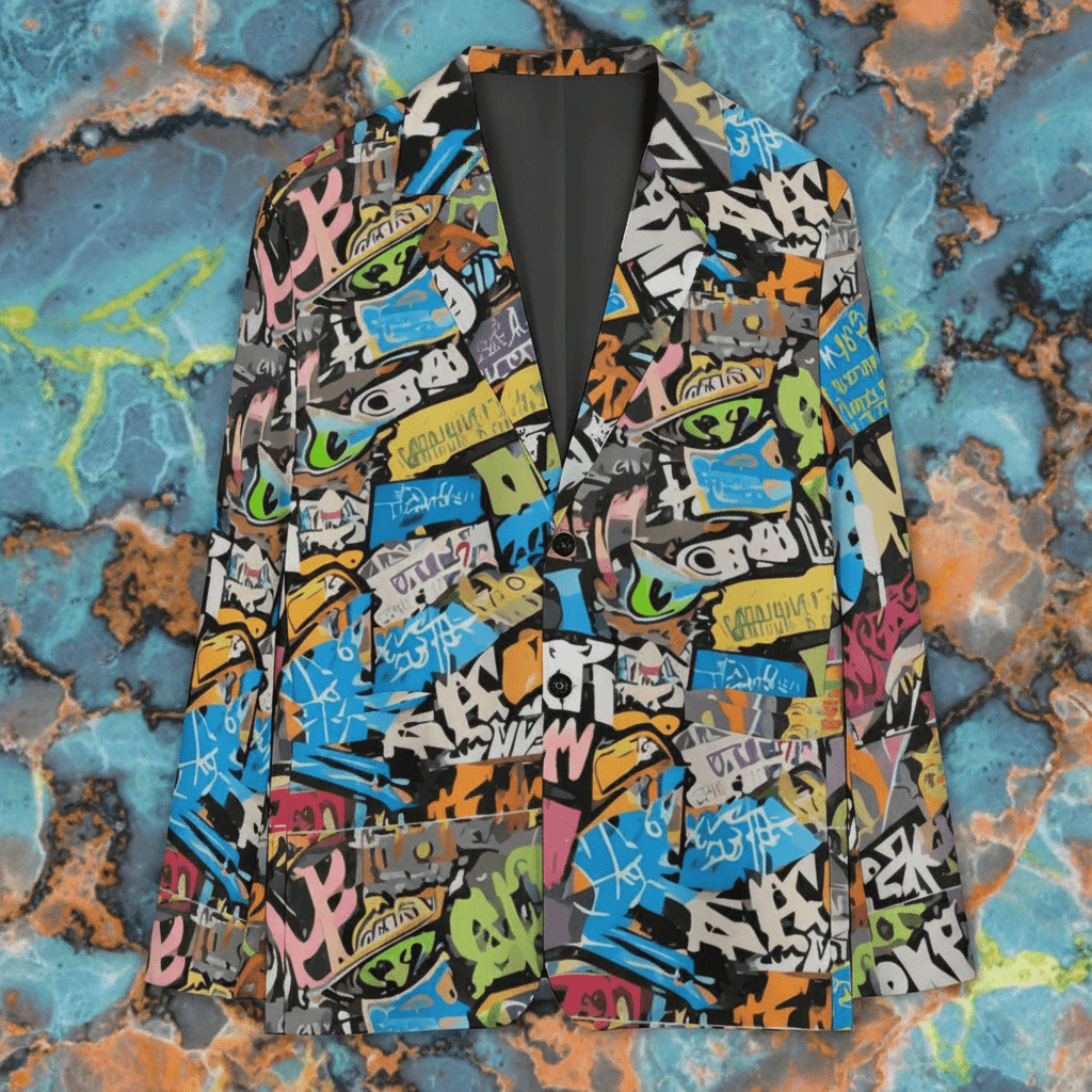 Maximalist AOP Two-Button Suit | 260gsm British-Fabric Blazer + Trouser Set — Silk-Lined Statement Formalwear for Weddings, Galleries