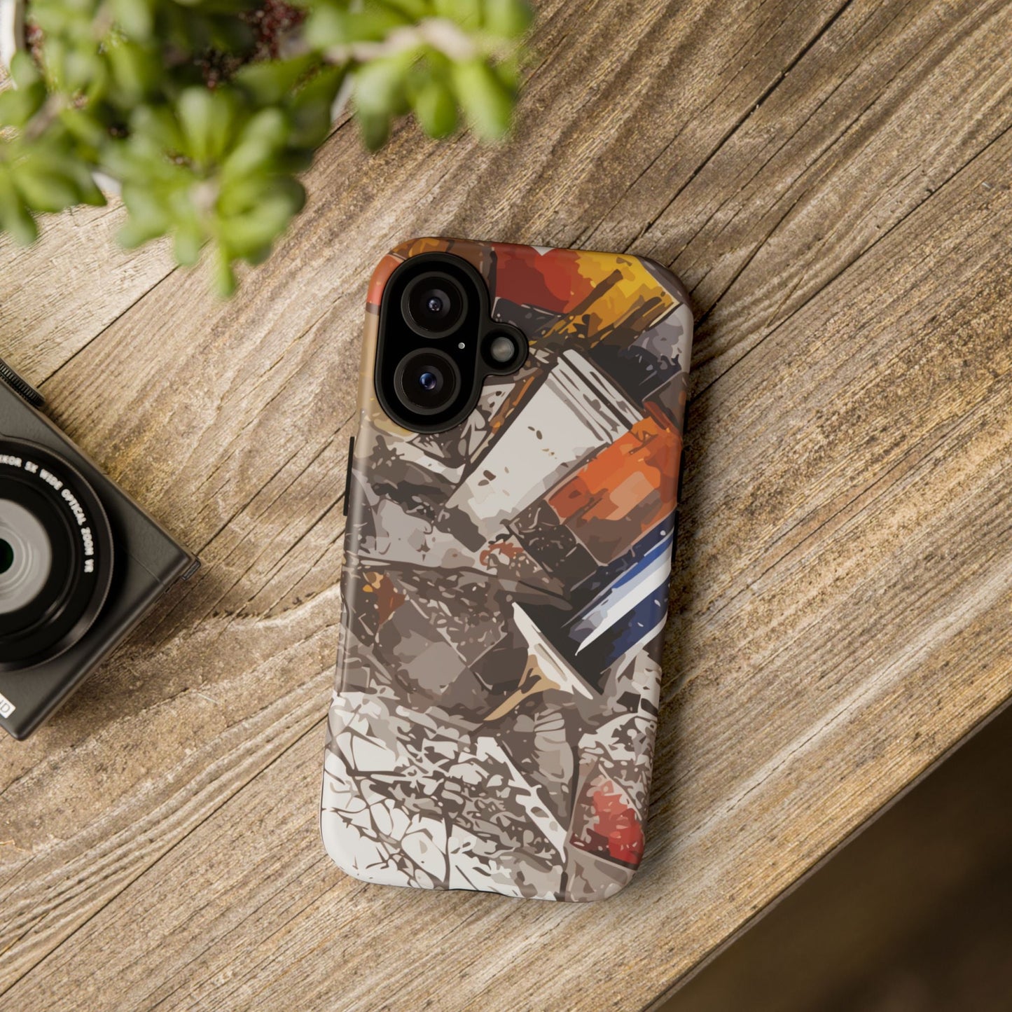 Camping Container Abstract AOP Tough Phone Case | UV-Protected Shock-Absorbing TPU Designer Cover — Gorpcore Maximalist Outdoor Tech Gift