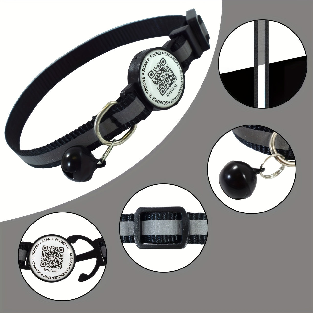 Reflective QR Code Pet Collar, Anti-Lost Feature for Pets TJR1P7B