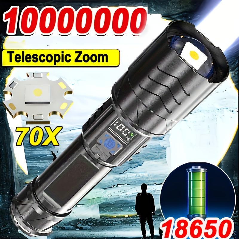 Rechargeable LED Flashlight, USB Type-C, Digital Display – TJR1K8V
