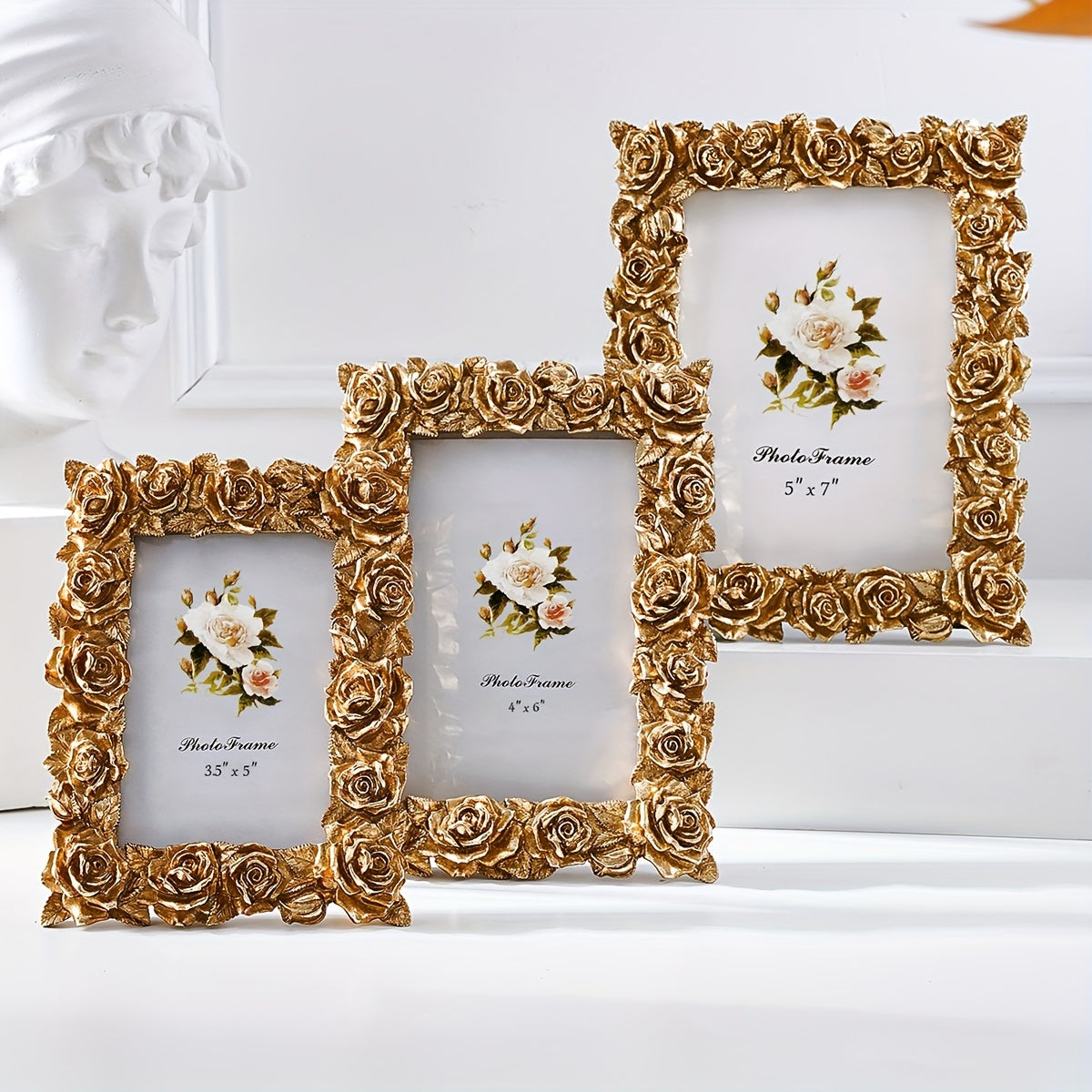 Vintage Golden Rose Lace Photo Frame - V2MD