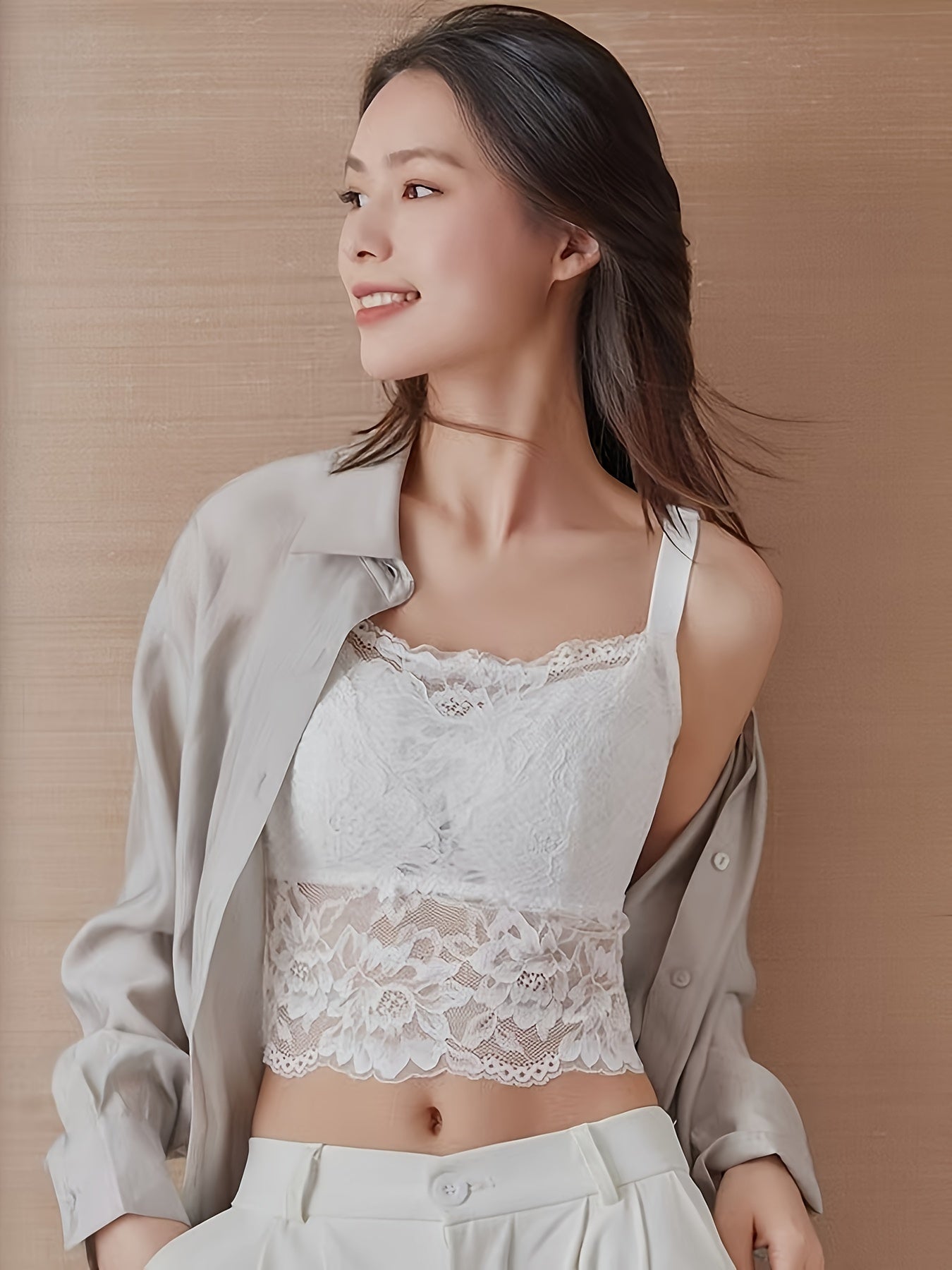 Women's Elegant Lace Full-Cup Bra, Breathable & Wireless TJR8L5D