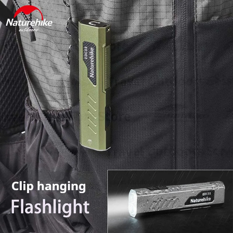 Naturehike EDC01 Portable Flashlight Ultralight Rechargeable LED Light Clip Hanging Design Magnetic Bottom Outdoor Strong Light Bright Long-range