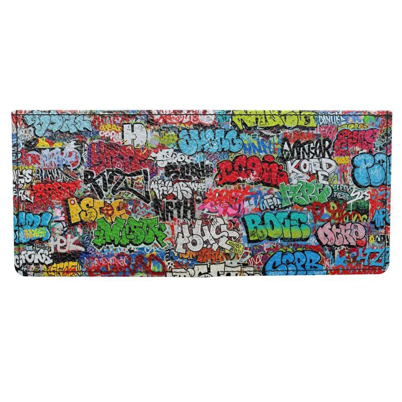 Graffiti Tag Wall Leather Wallet for Streetwear Collectors — Urban Spray-Paint AOP Bifold, Handmade to Order