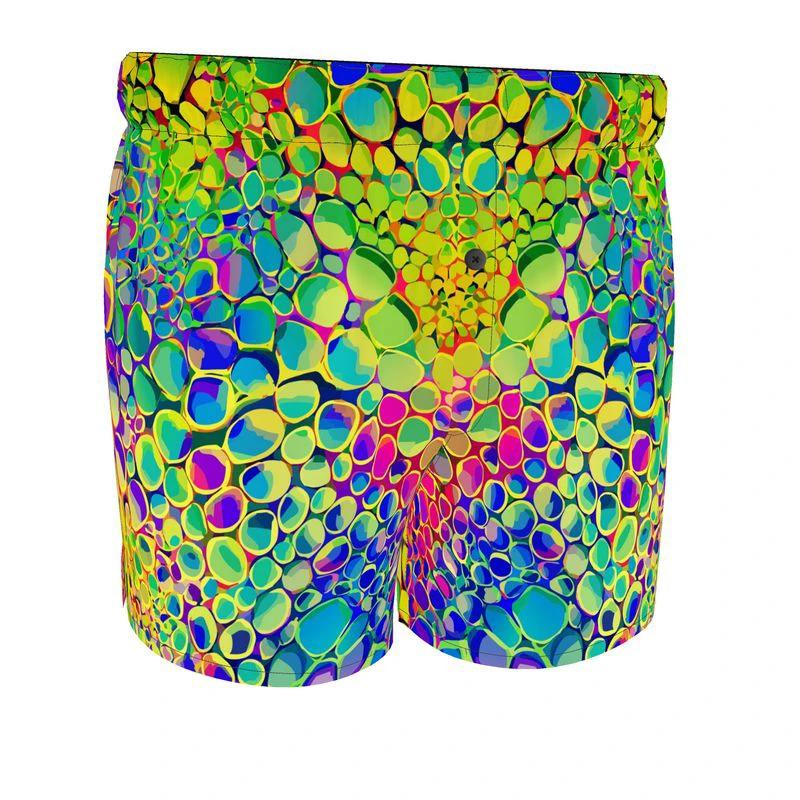 Cell Bloom AOP Boxer Shorts | Premium Handmade Microfiber Loungewear — Psychedelic Neon Cellular Print Underwear for Maximalist Comfort