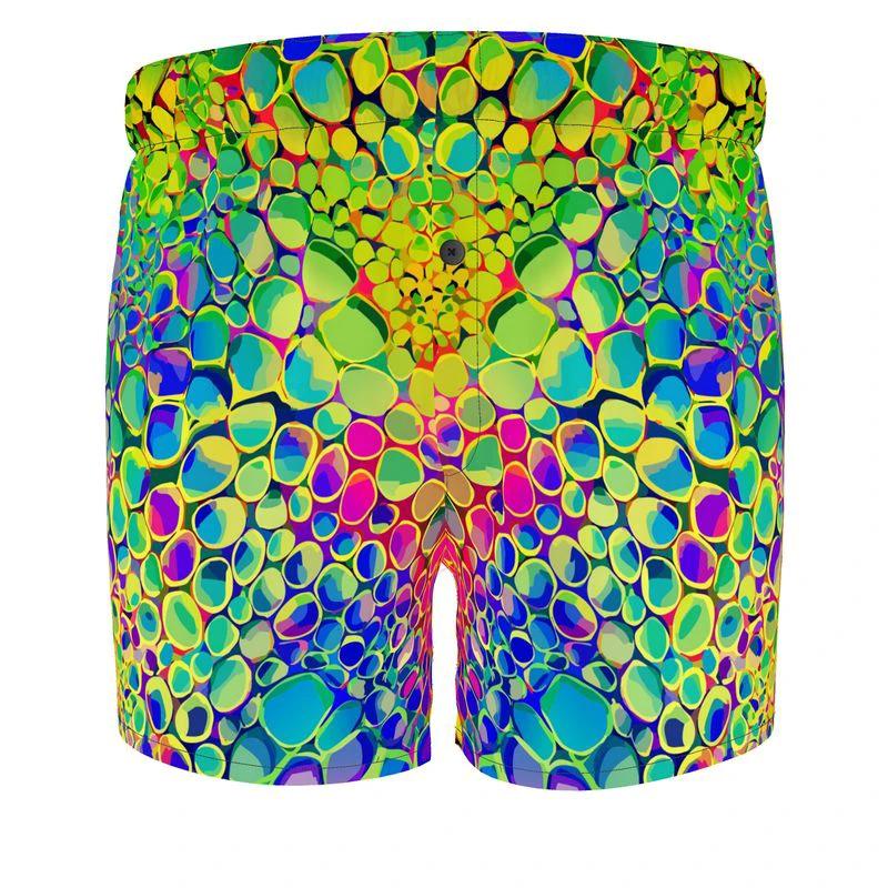 Cell Bloom AOP Boxer Shorts | Premium Handmade Microfiber Loungewear — Psychedelic Neon Cellular Print Underwear for Maximalist Comfort