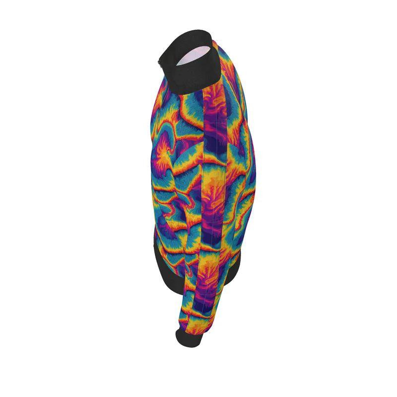 Spiral Overload Tracksuit Jacket — Rainbow Psychedelic Swirl AOP Sports Jersey, Retro Rave Warm-Up Layer