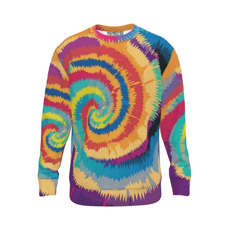 The Primal Static Vortex Sweatshirt — Crimson Brushstroke Storm AOP Crewneck, Loopback Jersey Wearable Art