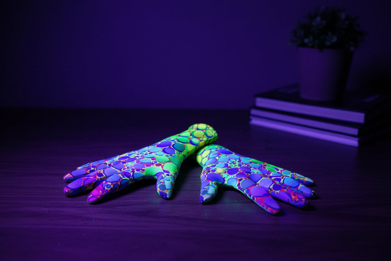 Maximalist Winter Gloves for Cold-Weather Self-Expressers — Abstract AOP Polar Fleece, Festival Winter Accessory, Bold Print Handwear