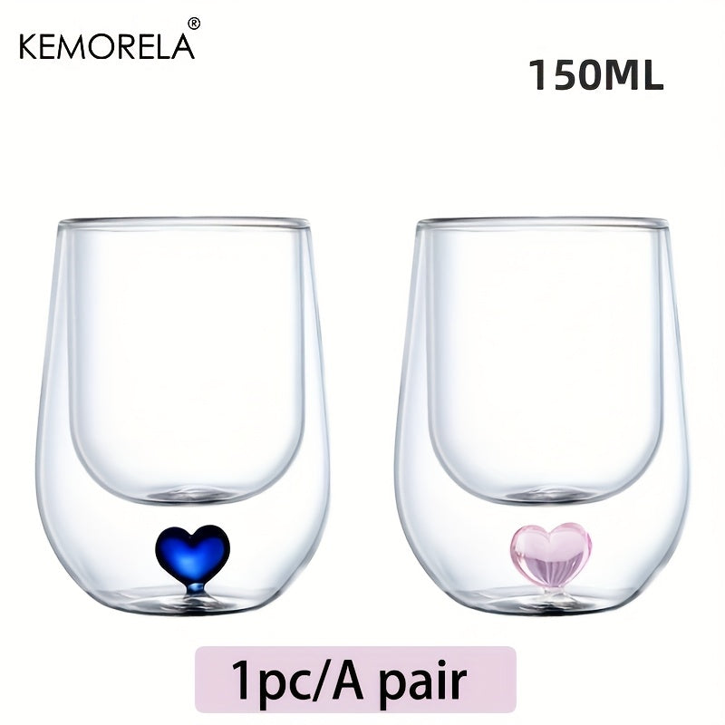 Love Heart DoubleLayer Glass Cup-4WZ1