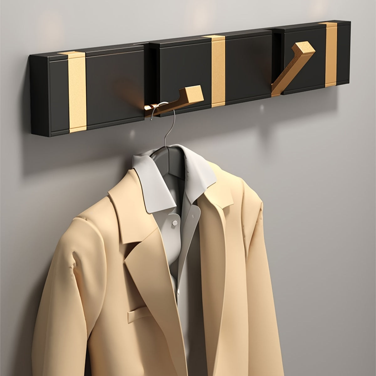 MRSINE HeavyDuty Foldable Wall Hook  Black  Gold-WCDN