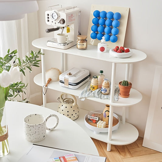Modern White Wooden Tiered Shelf - FHU3