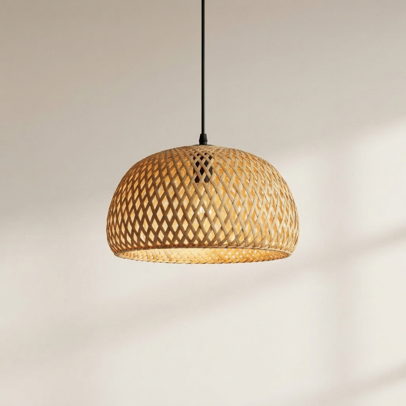 Pendant Light Bamboo Handwoven Adjustable Ceiling Fixture