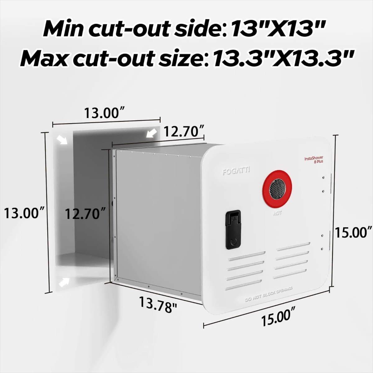 Fogatti InstaShower 8 Plus, 55,000 BTU RV Tankless Water Heater with Door