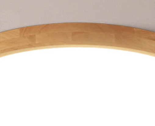 Nordic Solid Wood Round LED Flush Mount Ceiling Light With Ultra-Thin Profile