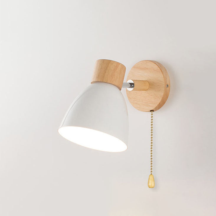 Minimalist Wooden Cone Wall Sconce LED Light With Conical Shade