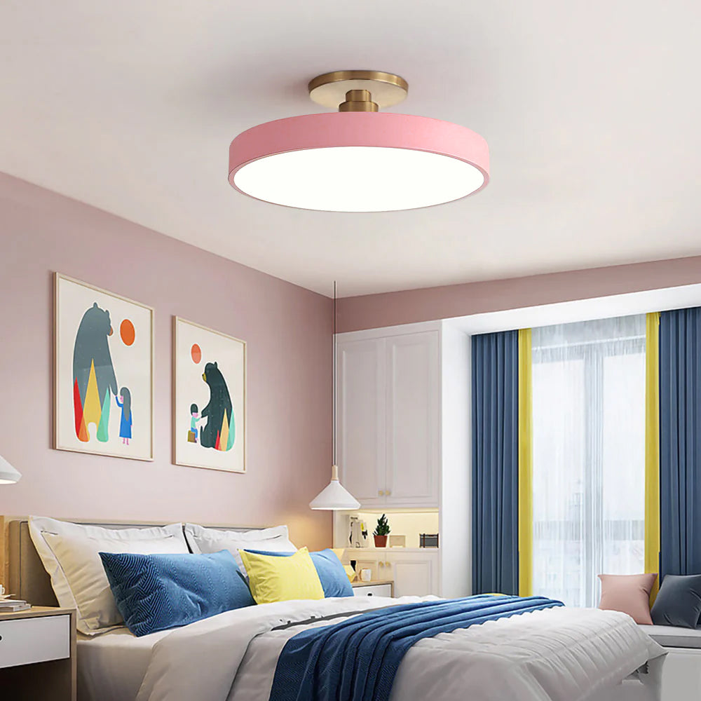 Modern Circular LED Flush Mount Ceiling Light With Iron Frame
