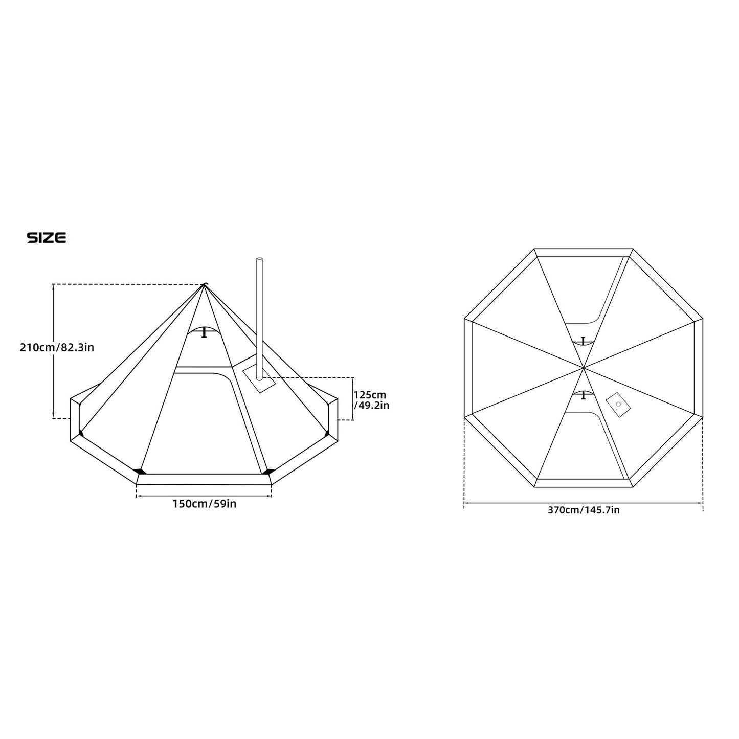 DS005 Hot Tent with Stove Jack Winter Tent 4 Season Tent 3-4 Person 4.8lb Lightweight Water & Wind-Resistant