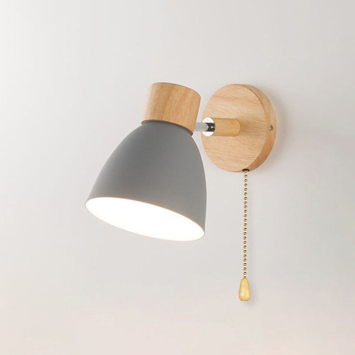 Minimalist Wooden Cone Wall Sconce LED Light With Conical Shade
