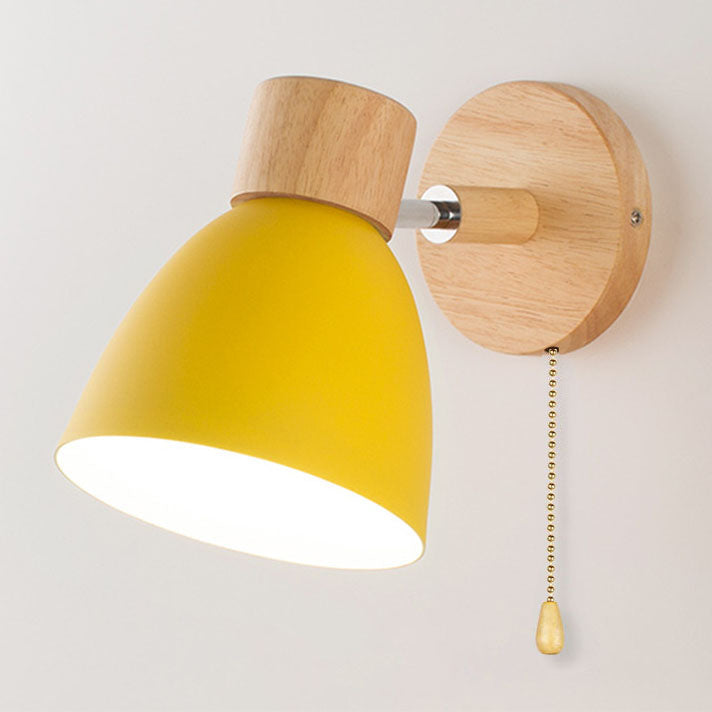 Minimalist Wooden Cone Wall Sconce LED Light With Conical Shade