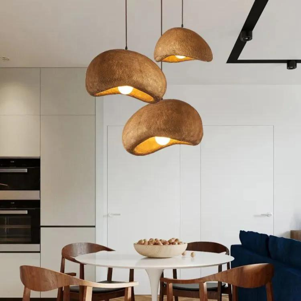 Coffee Cloud Textured Resin Pendant Light with Adjustable Cord