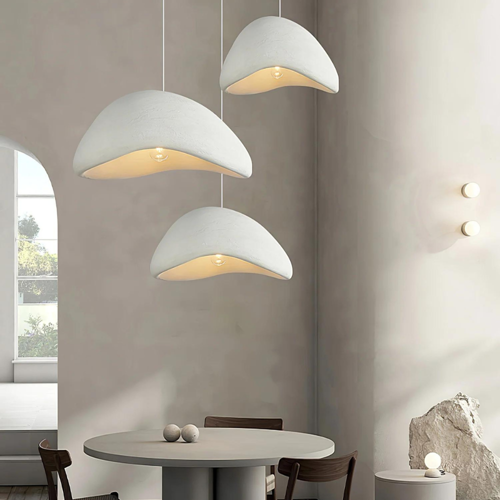 Japandi Cloud Pendant Light With Textured Polystyrene Shade