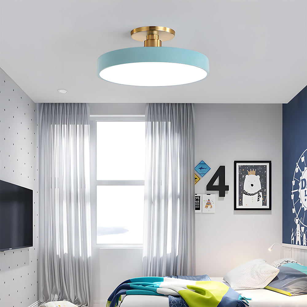 Modern Circular LED Flush Mount Ceiling Light With Iron Frame
