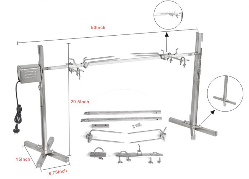 BBQ Rotisserie Grill Spit Roaster