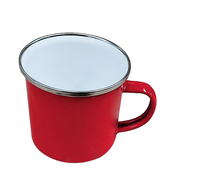 12 oz. Fine Enamel Cup w/Silver Lip (Red) 1 Pc