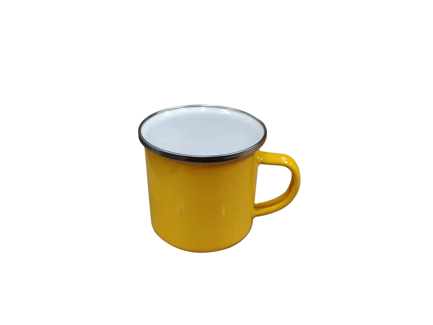 12 oz. Fine Enamel Cup w/Silver Lip (Yellow) 1 Pc