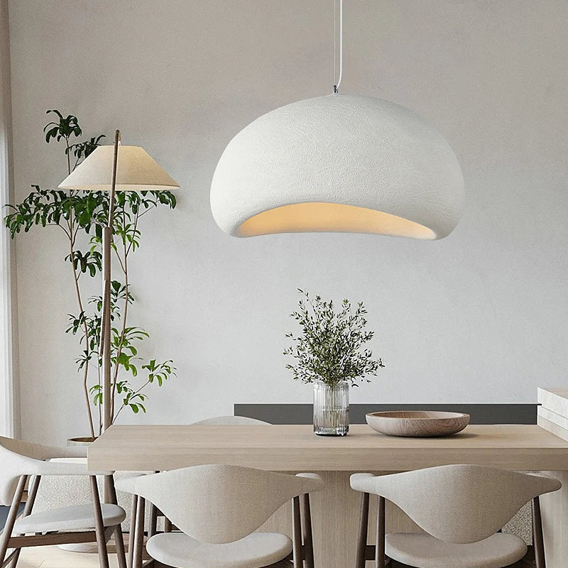 Wabi-Sabi Polystyrene Pendant Light With Spherical Dome Shade